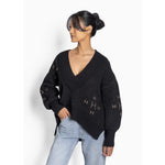 HÉST AS FAM V-neck Sweater Heavy Knitwear Tops 9000 Jet Black