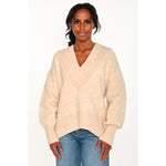 HÉST AS FAM V-neck Sweater Heavy Knitwear Tops 6514 Light Beige Melange