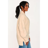 HÉST AS FAM V-neck Sweater Heavy Knitwear Tops 6514 Light Beige Melange