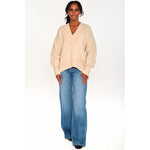 HÉST AS FAM V-neck Sweater Heavy Knitwear Tops 6514 Light Beige Melange