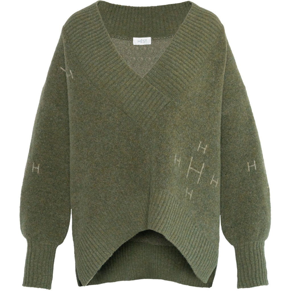 HÉST AS FAM V-neck Sweater Heavy Knitwear Tops
