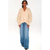 HÉST AS FAM V-neck Sweater Heavy Knitwear Tops 6514 Light Beige Melange