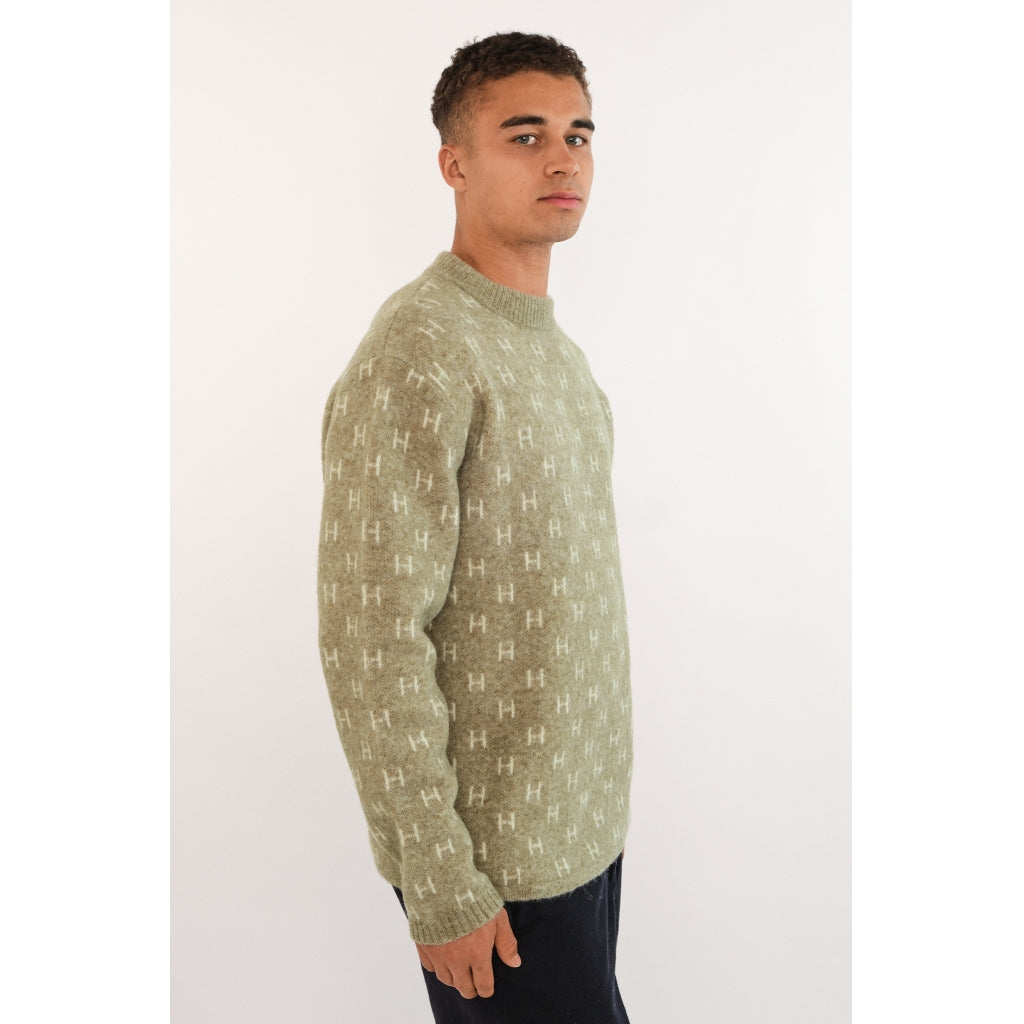Hést Men FRANK Knitted Sweater Heavy Knitwear Tops 3001 Eucalyptus