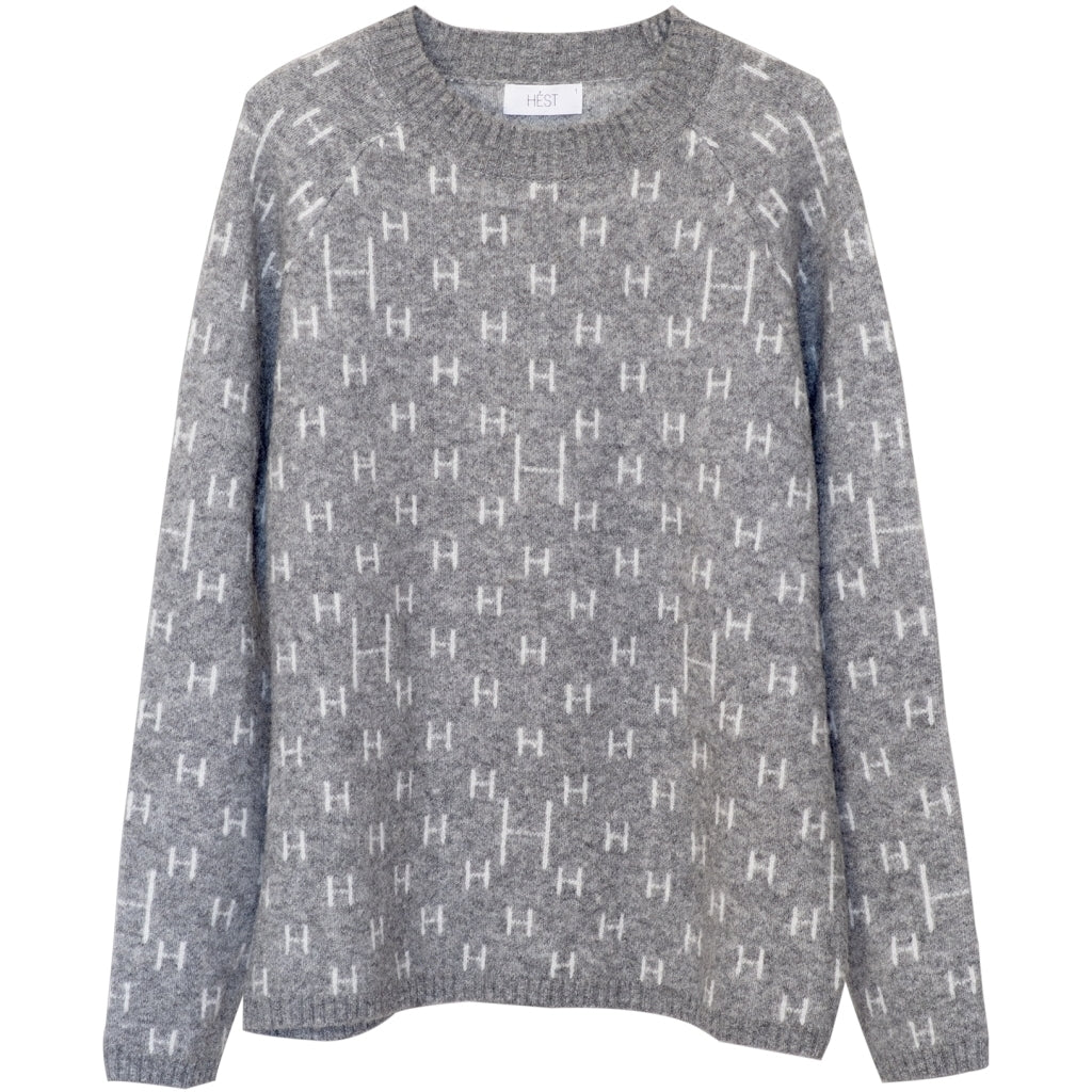 Hést Men FRANK Knitted Sweater Heavy Knitwear Tops 7001 Grey Melange