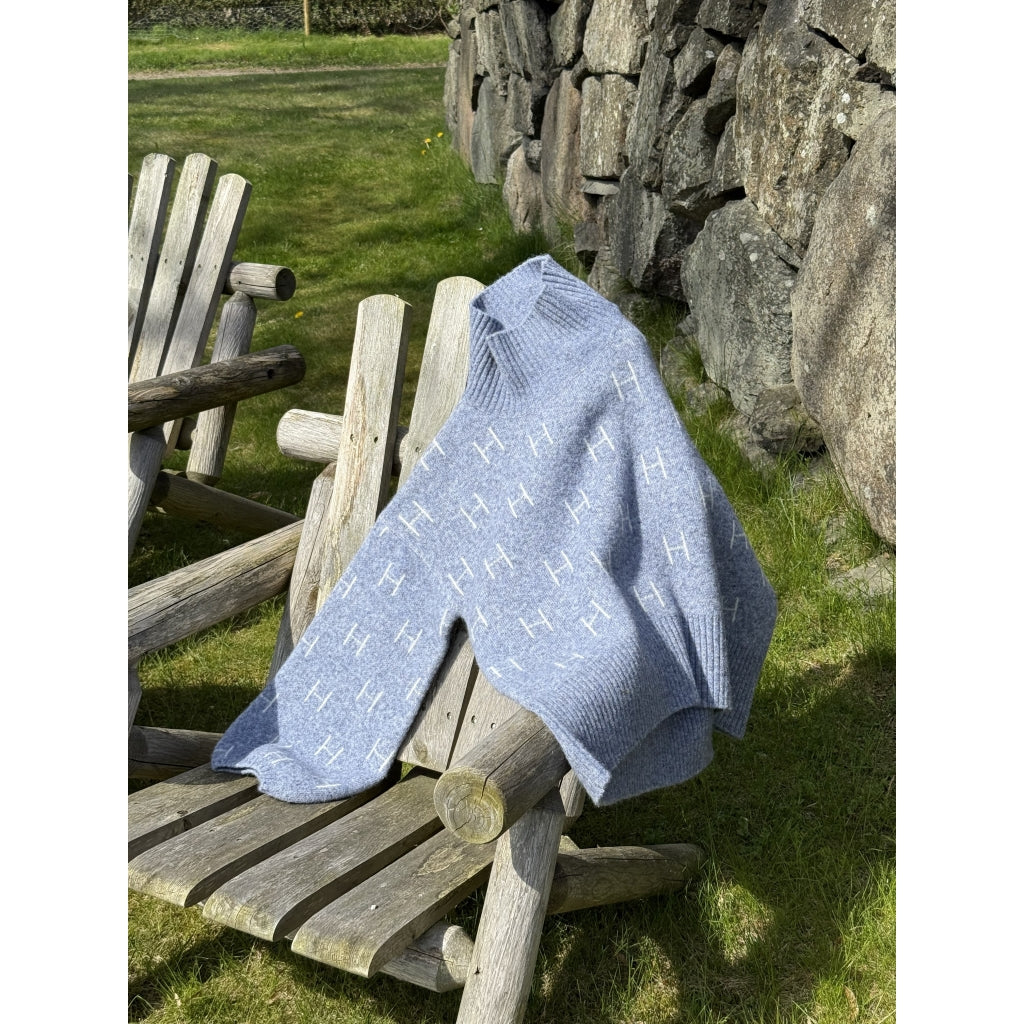 HÉST AS Fam Sweater Short Heavy Knitwear Tops 4003 Faded Denim