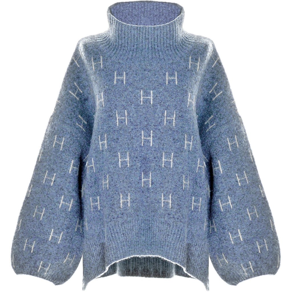 HÉST AS Fam Sweater Short Heavy Knitwear Tops 4003 Faded Denim