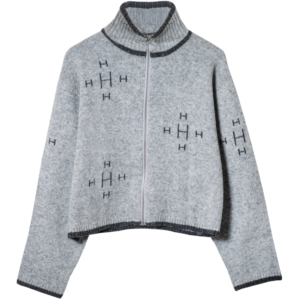 HÉST AS Hést Zip Jacket Heavy Knitwear Tops Grey with dark details