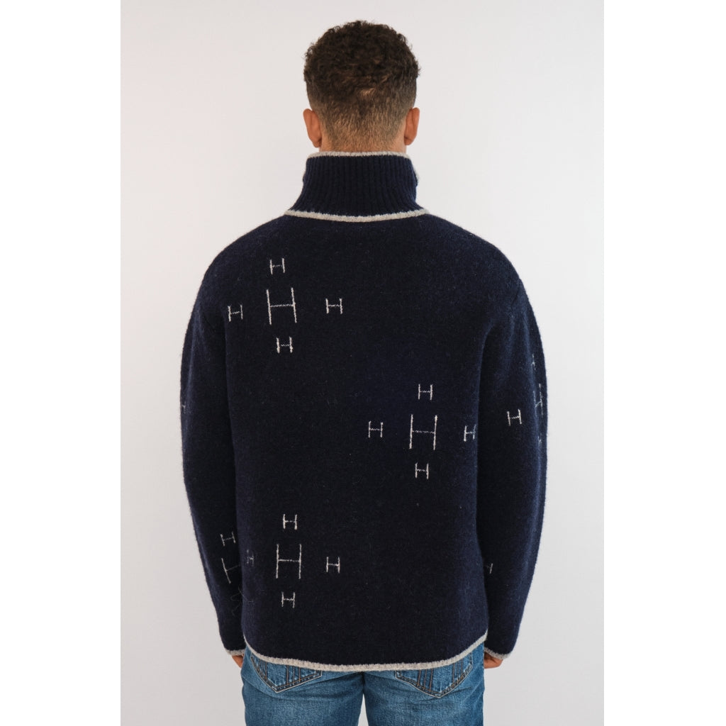 Hést Men IBEN Half-Zip Heavy Knitwear Tops 4001 Navy