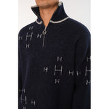 Hést Men IBEN Half-Zip Heavy Knitwear Tops 4001 Navy