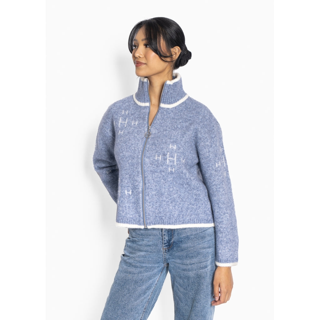 HÉST AS IBEN Zip Jacket Heavy Knitwear Tops 4003 Faded Denim