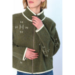 HÉST AS IBEN Zip Jacket Heavy Knitwear Tops 3000 Winter Moss