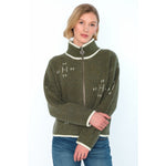 HÉST AS IBEN Zip Jacket Heavy Knitwear Tops 3000 Winter Moss