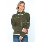 HÉST AS IBEN Zip Jacket Heavy Knitwear Tops 3000 Winter Moss