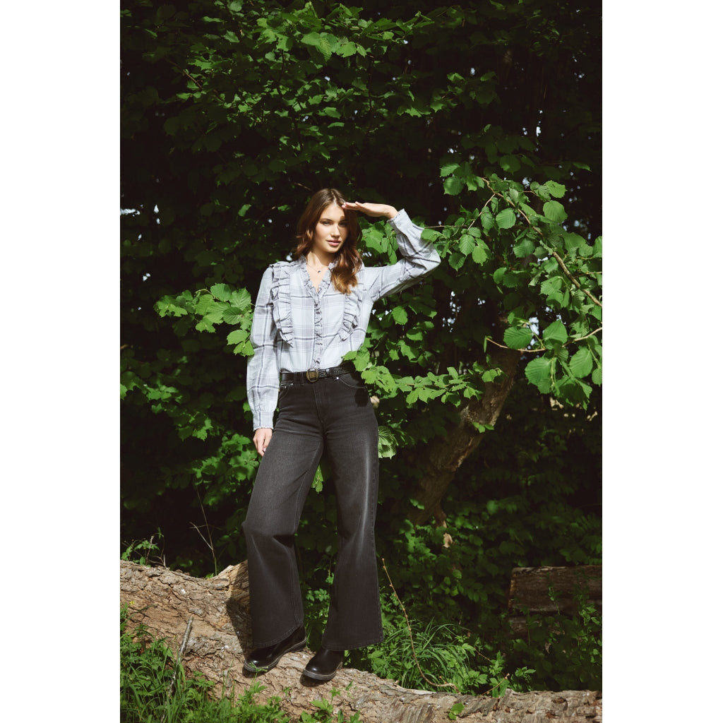 HÉST AS IRINA Wide Leg Woven Pants/Shorts 9512 Medium Wash Black Denim