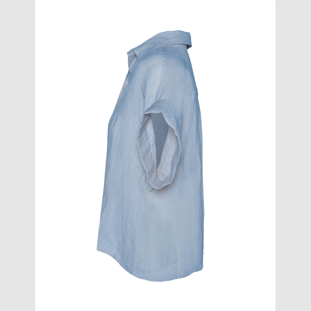 HÉST AS ISABELLA Linen Blouse Woven Blouse/Top/Shirt 4003 Faded Denim