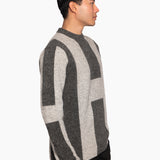 Hést Men ISAK Sweater Heavy Knitwear Tops 420 Dark grey melange with grey