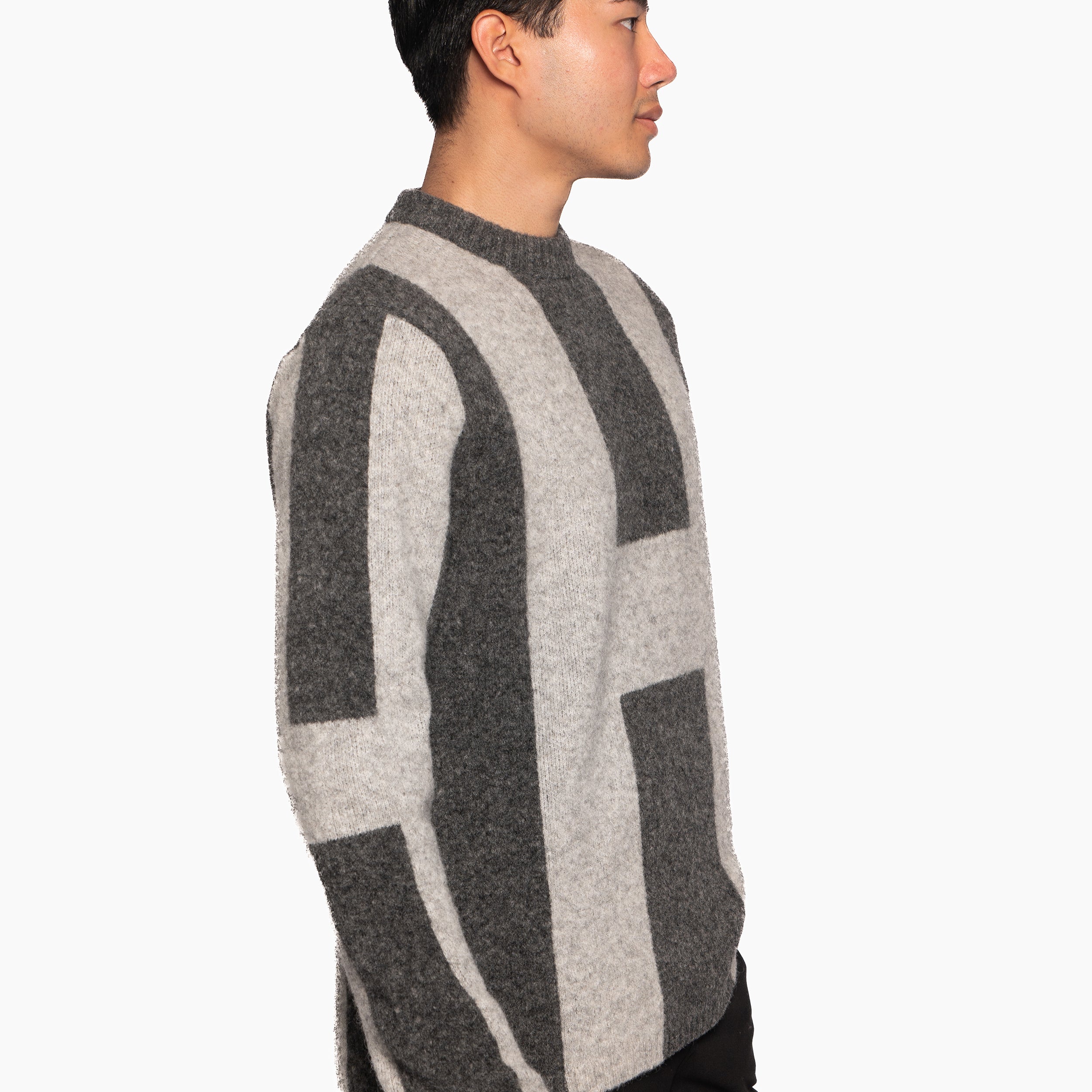 Hést Men ISAK Sweater Heavy Knitwear Tops 420 Dark grey melange with grey