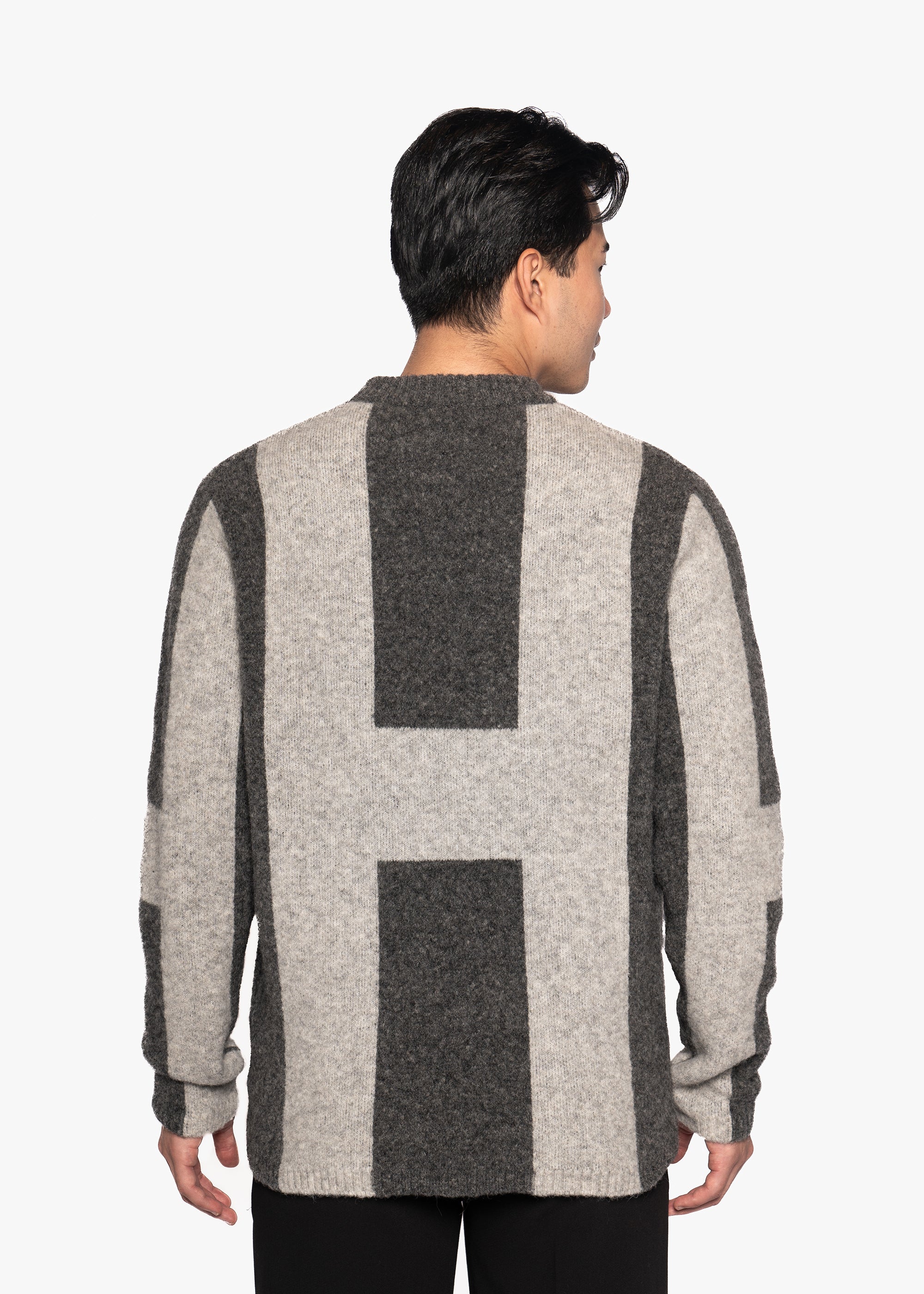 Hést Men ISAK Sweater Heavy Knitwear Tops 420 Dark grey melange with grey
