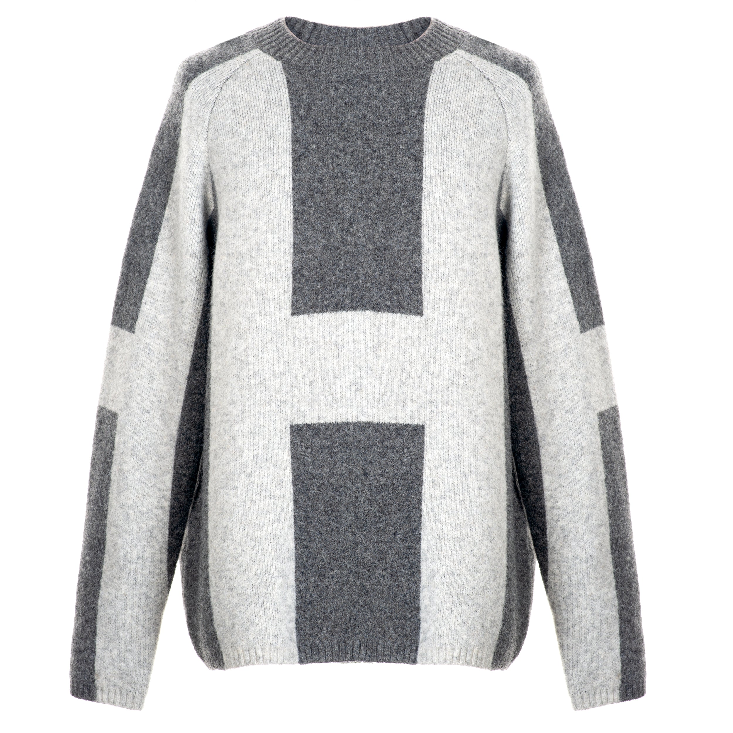 Hést Men ISAK Sweater Heavy Knitwear Tops 420 Dark grey melange with grey
