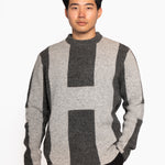 Hést Men ISAK Sweater Heavy Knitwear Tops 420 Dark grey melange with grey