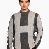 Hést Men ISAK Sweater Heavy Knitwear Tops 420 Dark grey melange with grey