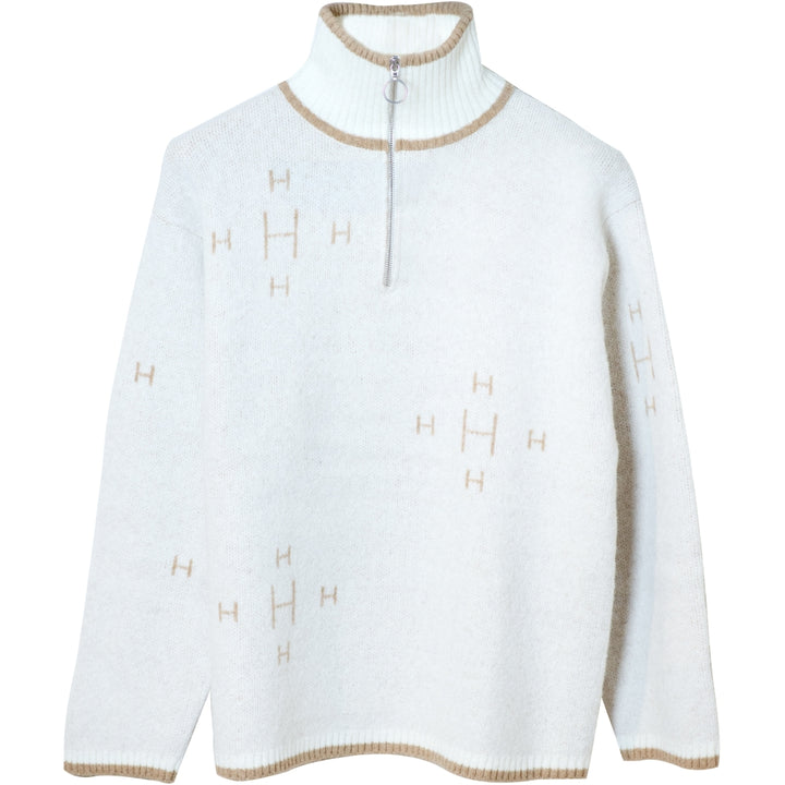 HÉST AS Iben Zip Sweater Heavy Knitwear Tops 000 White