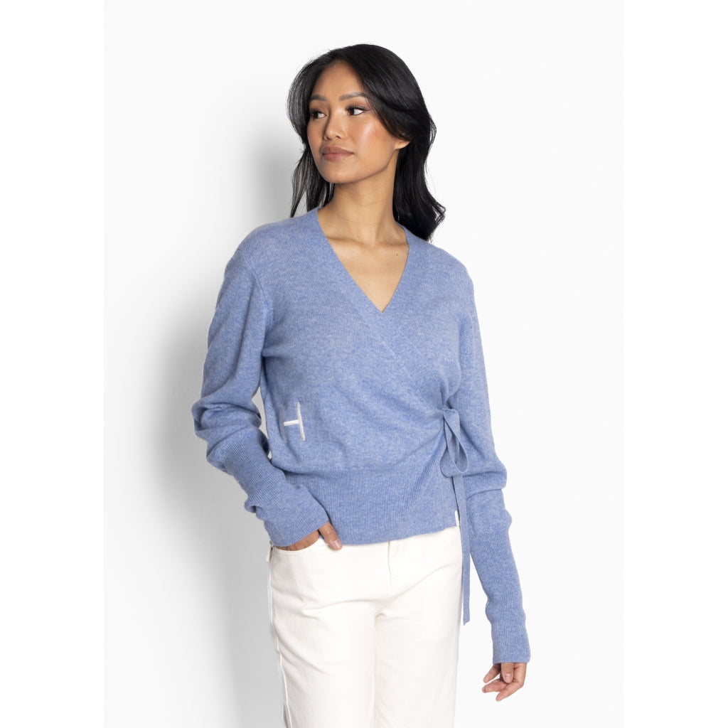 HÉST AS LEAH Wrap Cardigan Heavy Knitwear Tops 4003 Faded Denim