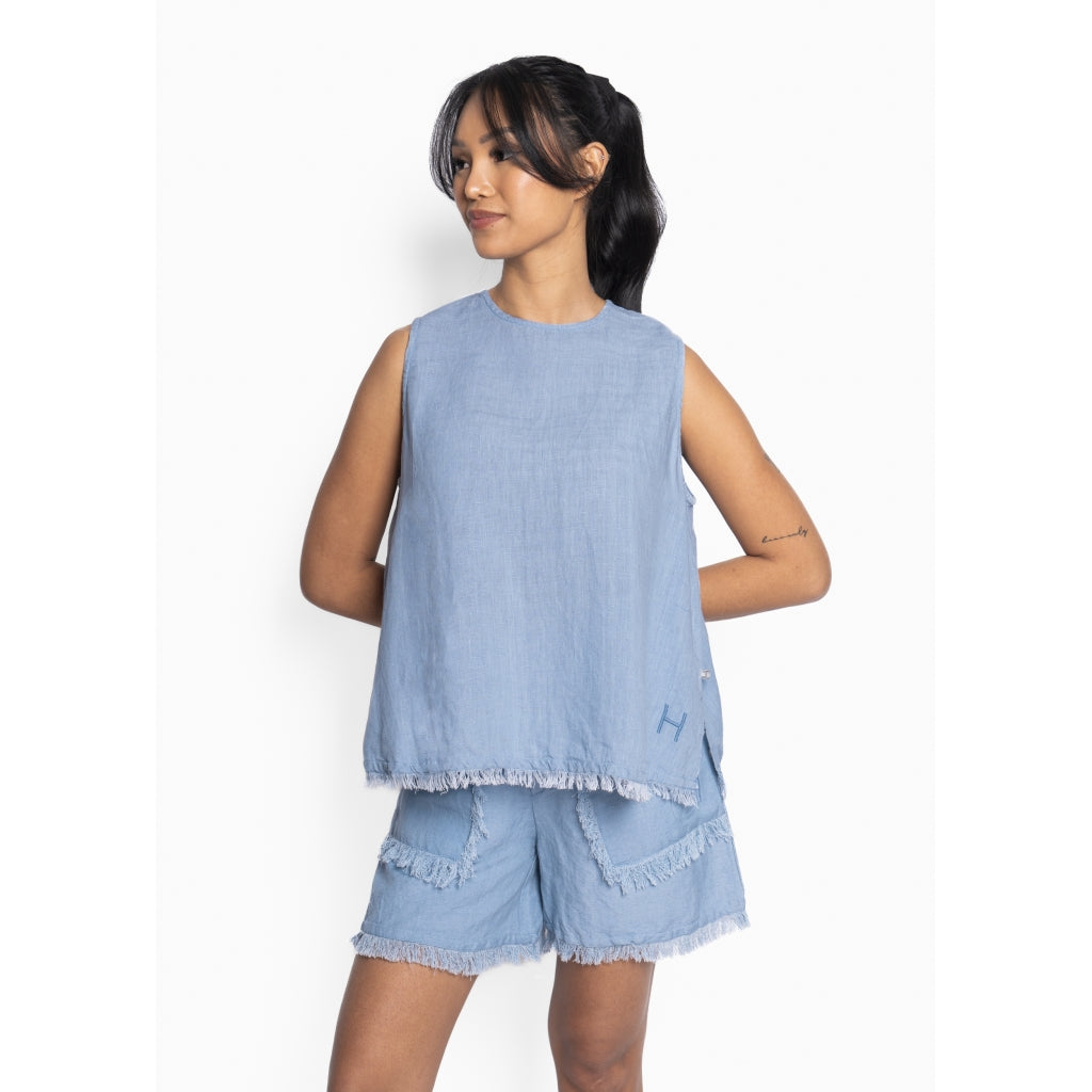 HÉST AS LILA Linen Top Woven Blouse/Top/Shirt 4003 Faded Denim