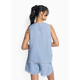 HÉST AS LILA Linen Top Woven Blouse/Top/Shirt 4003 Faded Denim