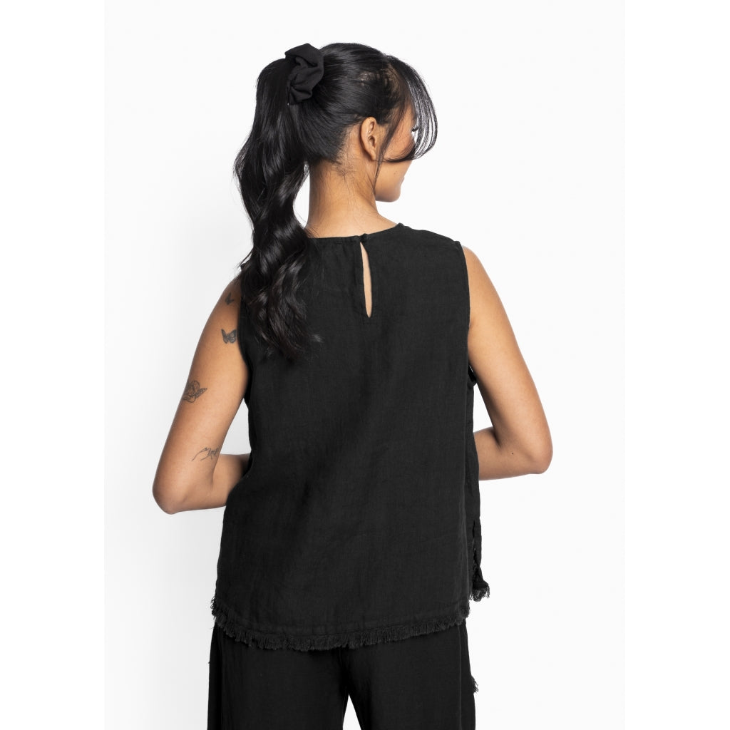 HÉST AS LILA Linen Top Woven Blouse/Top/Shirt 9000 Jet Black