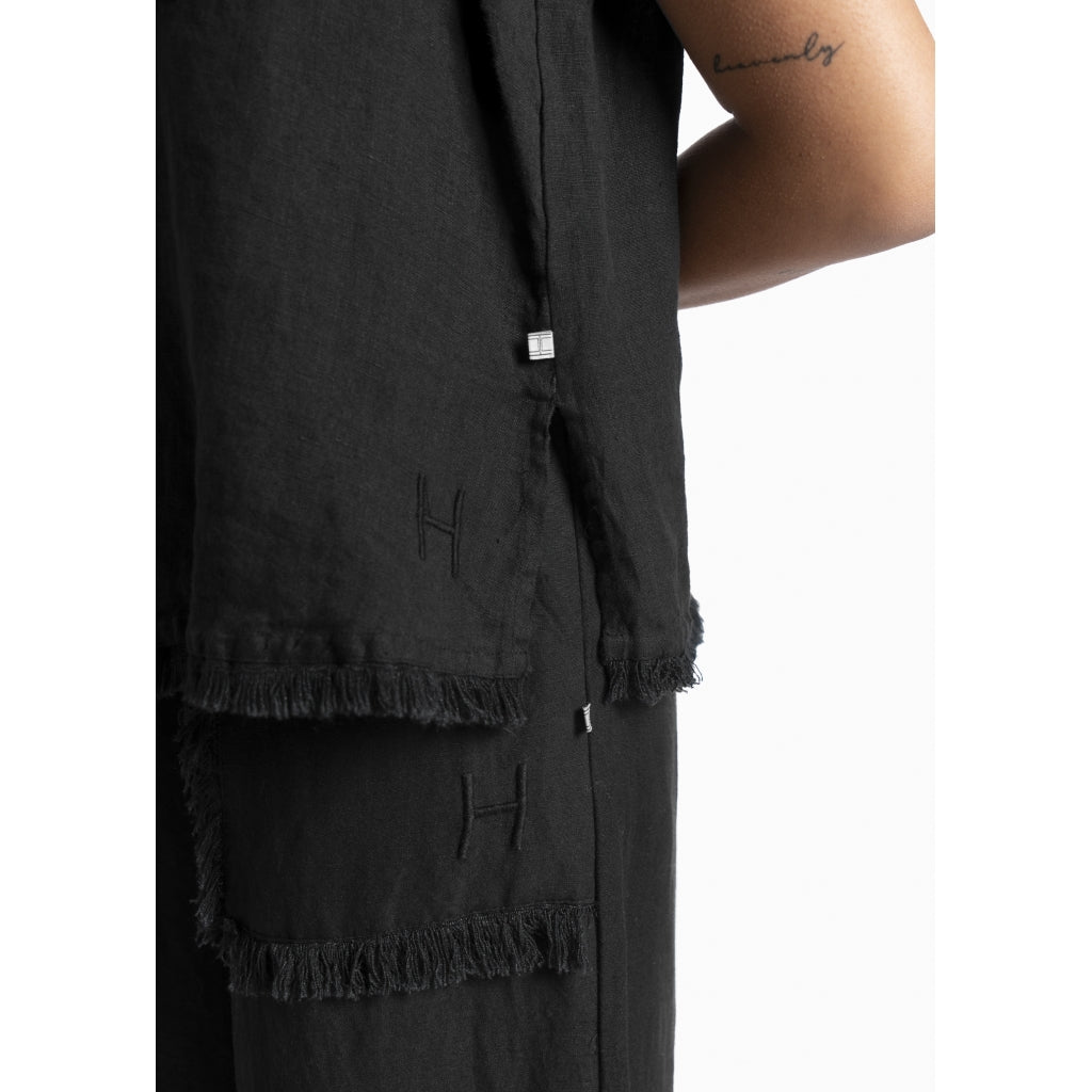 HÉST AS LILA Linen Top Woven Blouse/Top/Shirt 9000 Jet Black