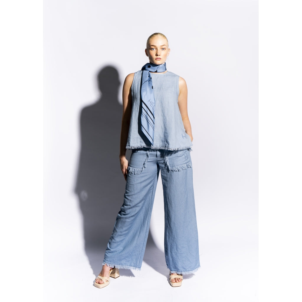 HÉST AS LILA Linen Trousers Woven Pants/Shorts 4003 Faded Denim