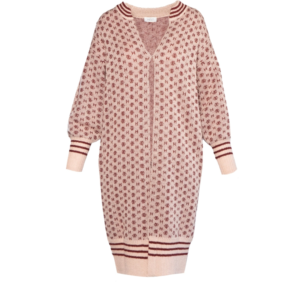 HÉST AS LOGO Long Cardigan Heavy Knitwear Tops 2504 Rose Smoke