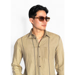 Hést Men MARCO Linen L/S Regular-Fit Shirt Woven Blouse/Top/Shirt 6504 Beige Trenchcoat