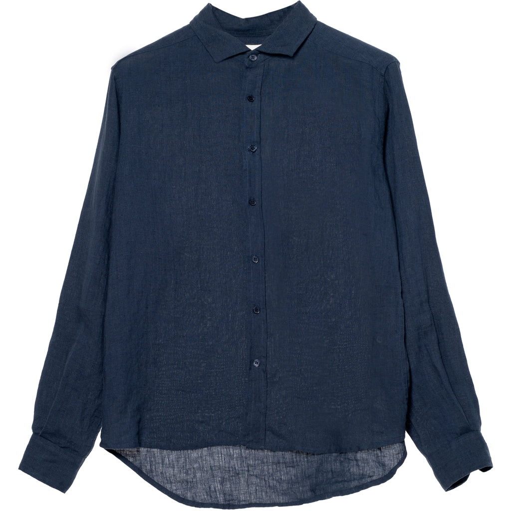 Hést Men Mark linen shirt long sleeved Woven Blouse/Top/Shirt 289 Navy