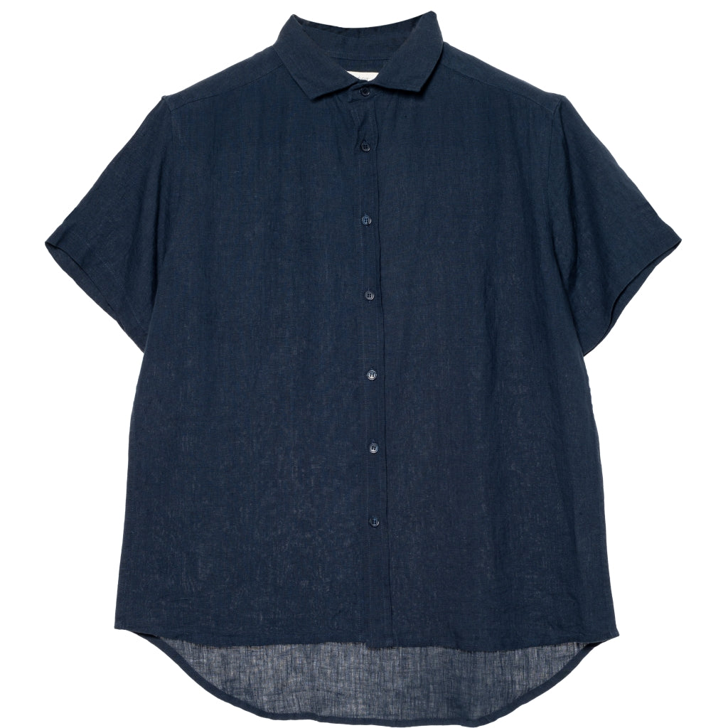 Hést Men Mark linen short sleeve shirt Woven Blouse/Top/Shirt 289 Navy