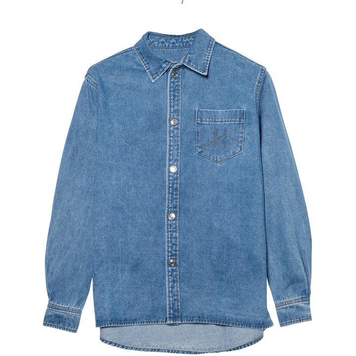 HÉST AS Matheo Denim Shirt Woven Blouse/Top/Shirt 280 Washed Blue