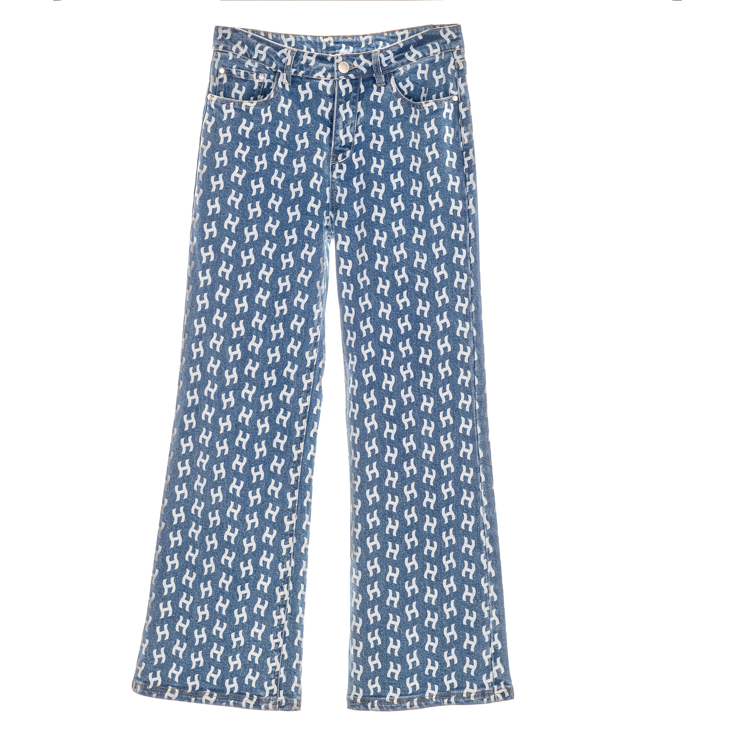 HÉST AS Megan Wide Leg Printed Jeans Woven Pants/Shorts 281 Blue