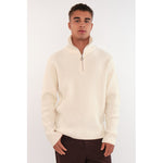 Hést Men PEDER Half-Zip Heavy Knitwear Tops 0001 Offwhite