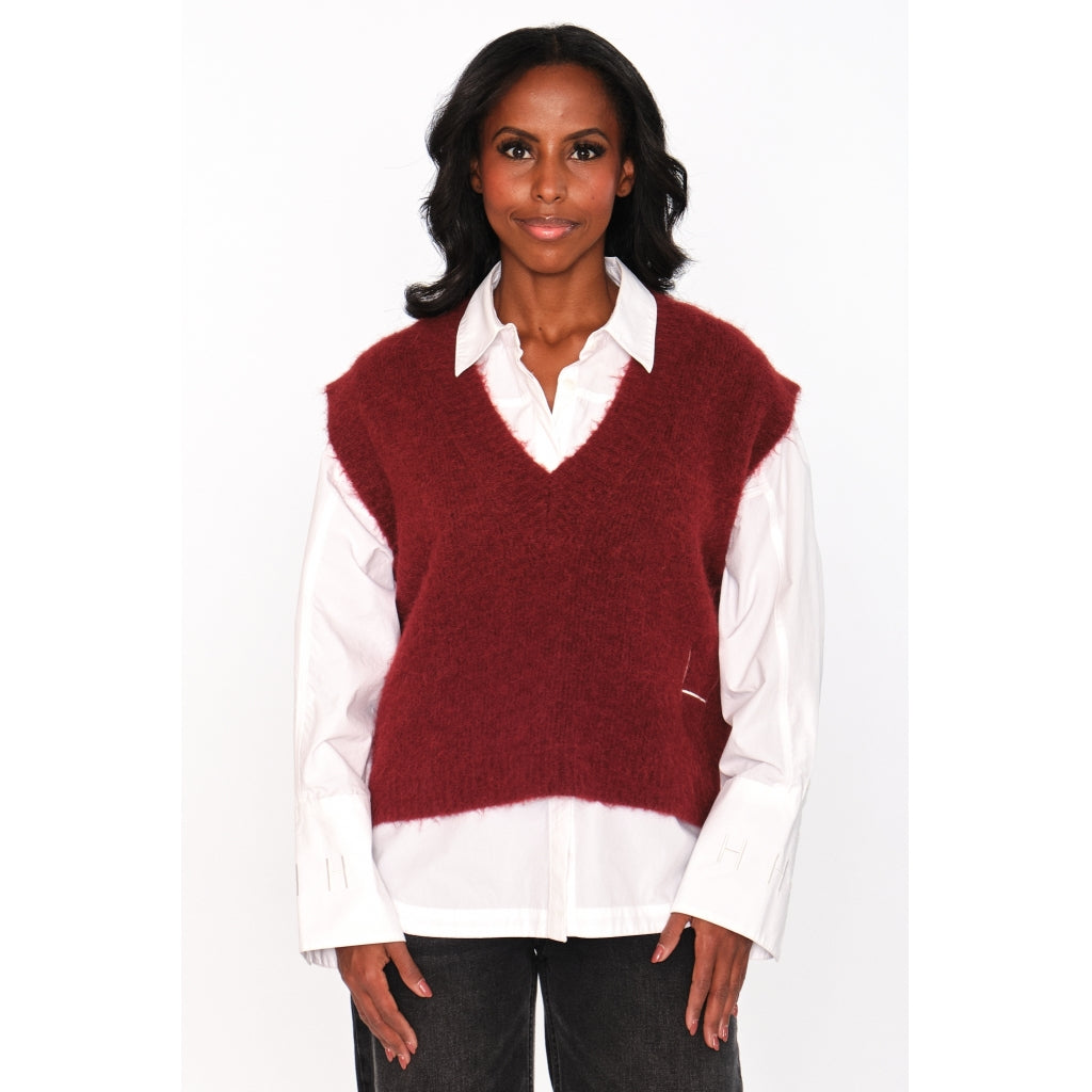 HÉST AS PERNILLE Vest Heavy Knitwear Tops 2507Syrah