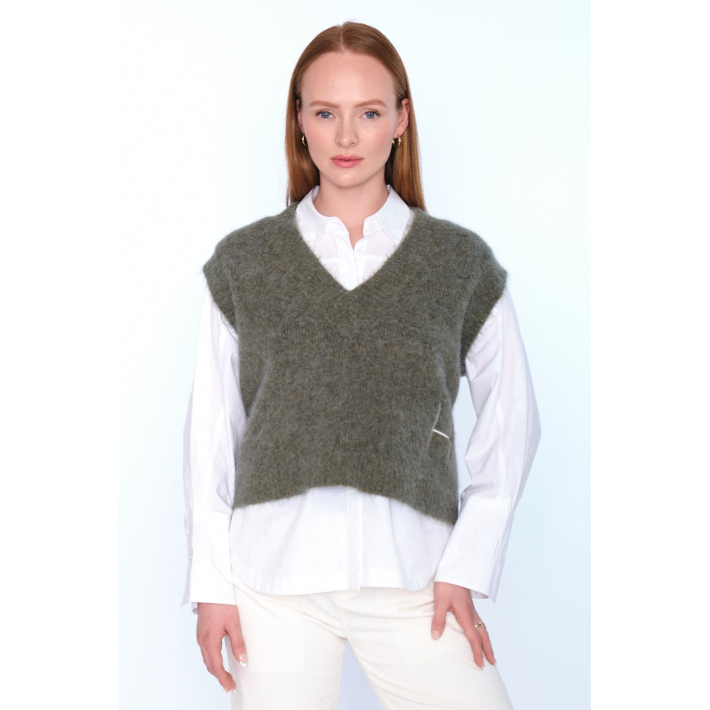 HÉST AS PERNILLE Vest Heavy Knitwear Tops 3000 Winter Moss