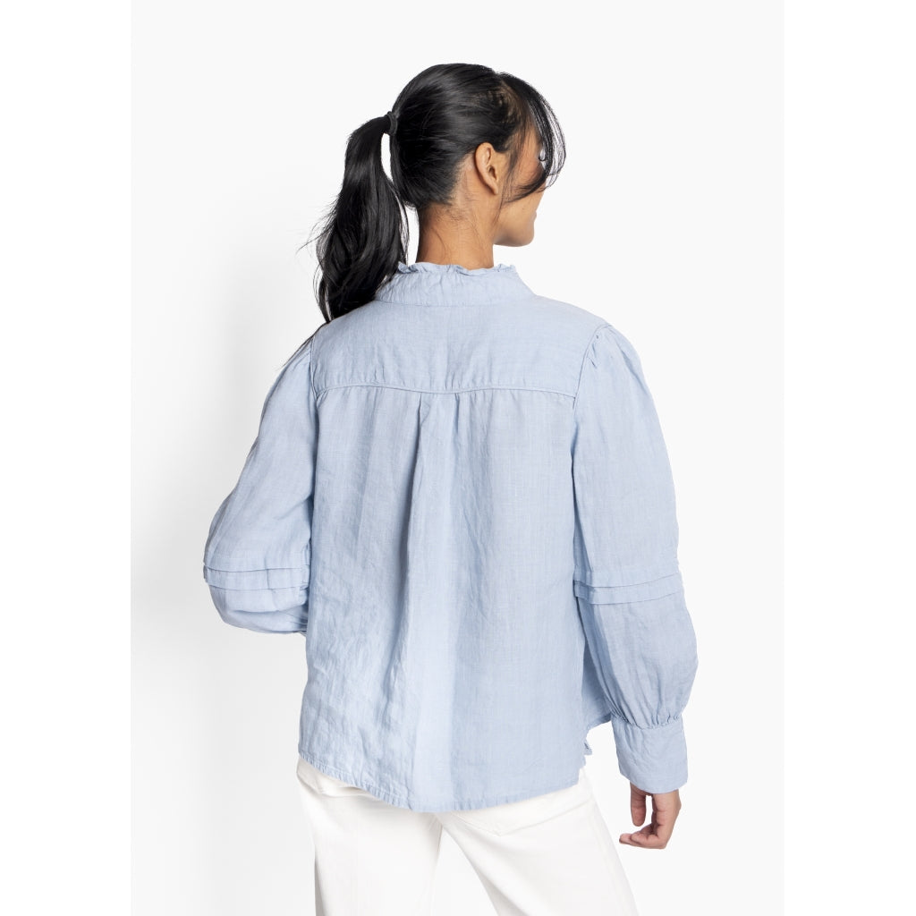 HÉST AS SARI Linen Blouse Woven Blouse/Top/Shirt 4003 Faded Denim