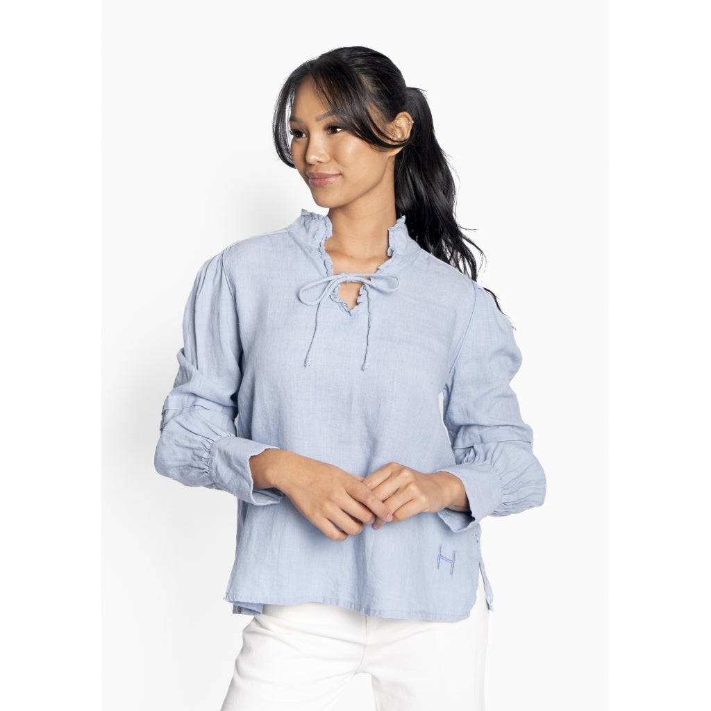 HÉST AS SARI Linen Blouse Woven Blouse/Top/Shirt 4003 Faded Denim