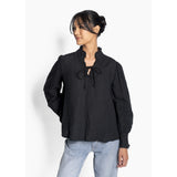 HÉST AS SARI Linen Blouse Woven Blouse/Top/Shirt 9000 Jet Black