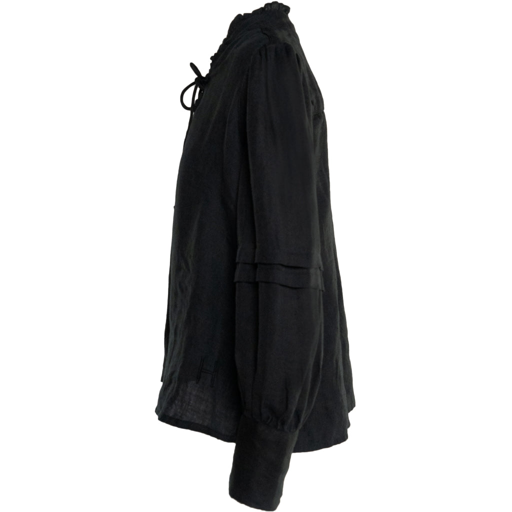 HÉST AS SARI Linen Blouse Woven Blouse/Top/Shirt 9000 Jet Black