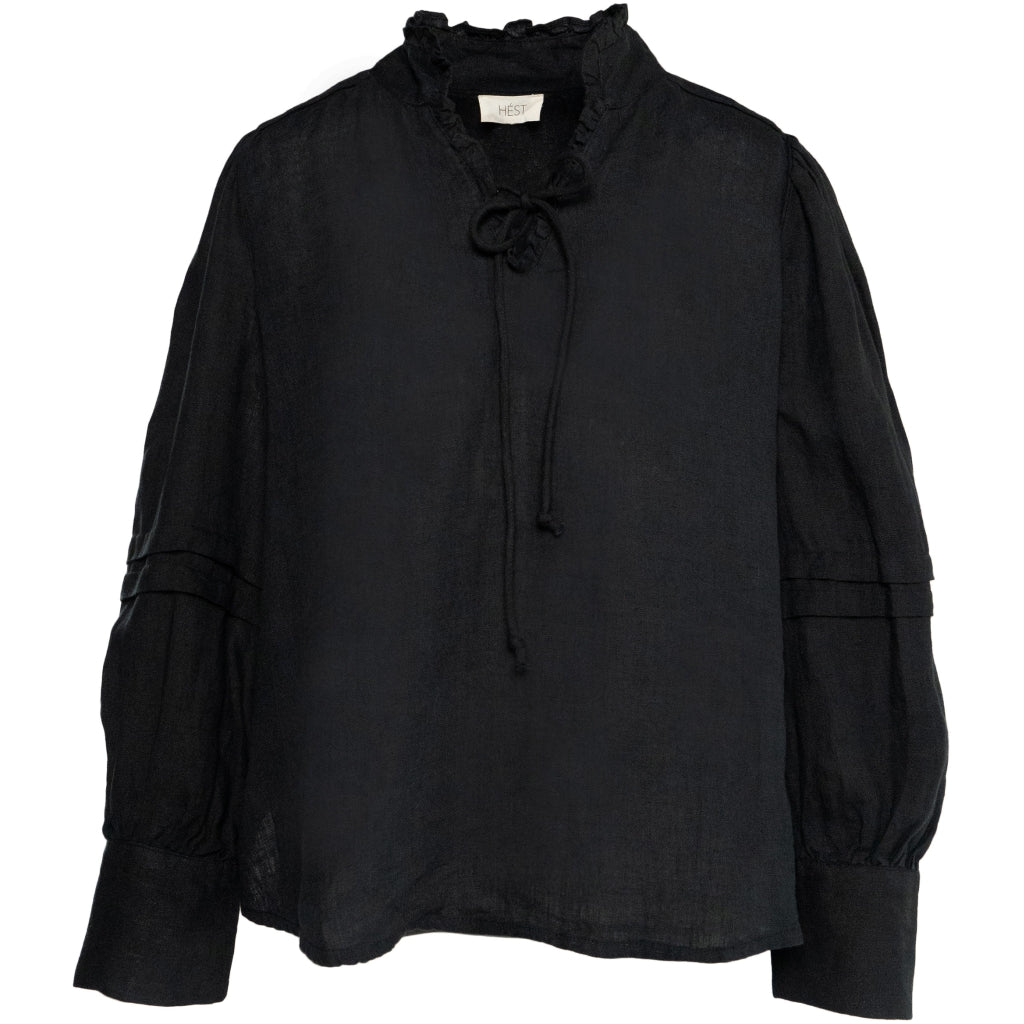 HÉST AS SARI Linen Blouse Woven Blouse/Top/Shirt 9000 Jet Black