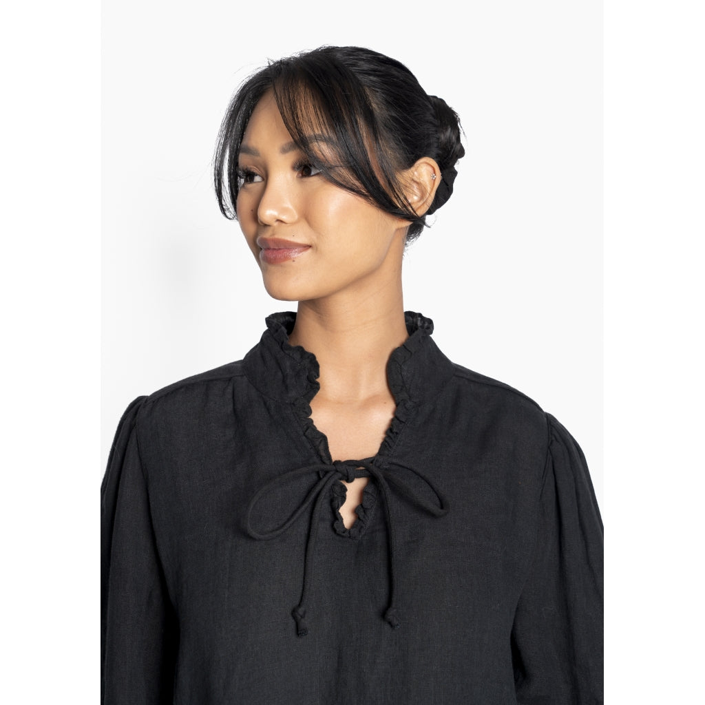 HÉST AS SARI Linen Blouse Woven Blouse/Top/Shirt 9000 Jet Black