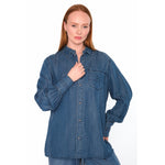 HÉST AS SCARLETT Shirt Woven Blouse/Top/Shirt 9502 Medium Wash Blue Denim