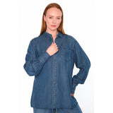 HÉST AS SCARLETT Shirt Woven Blouse/Top/Shirt 9502 Medium Wash Blue Denim