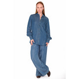 HÉST AS SCARLETT Shirt Woven Blouse/Top/Shirt 9502 Medium Wash Blue Denim